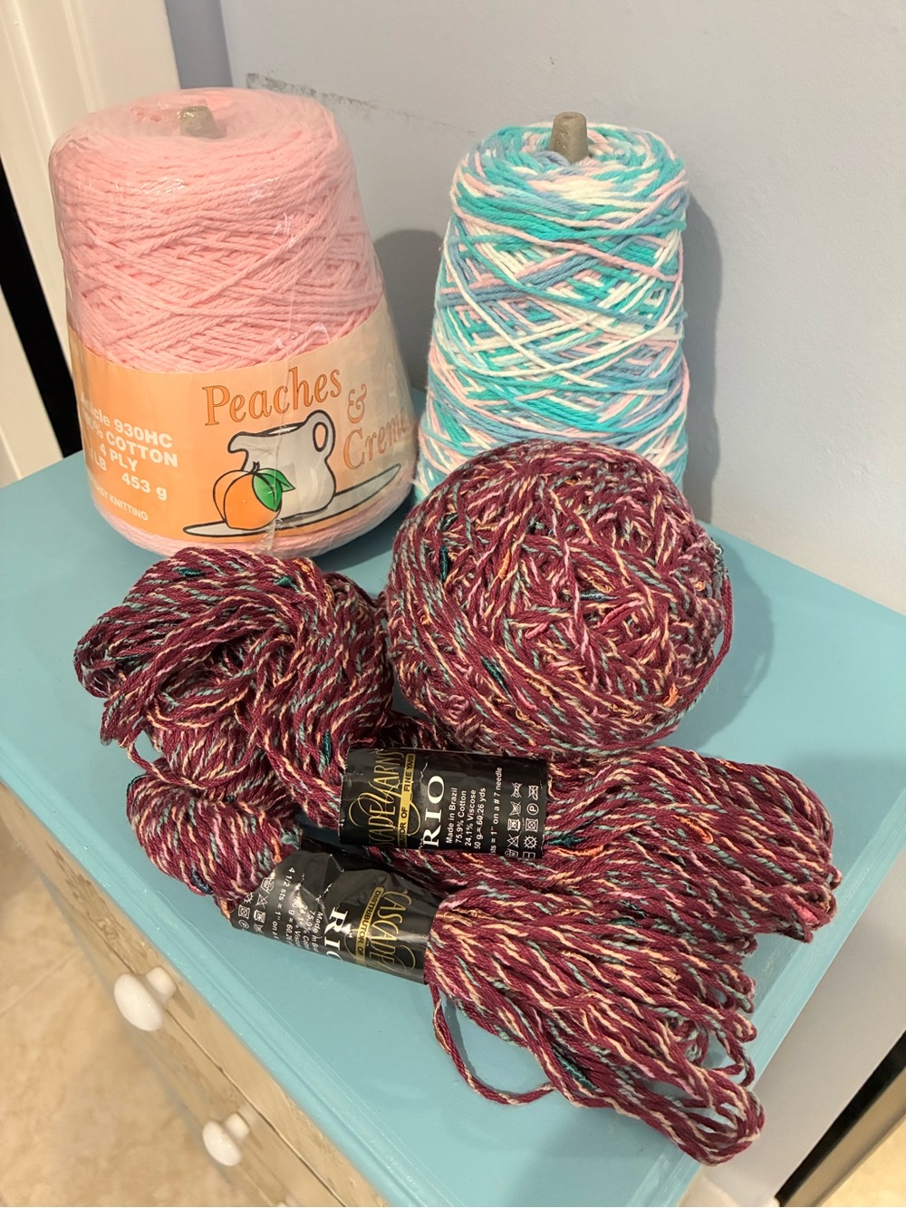 Peaches & Creme Soft Pink Cotton Cone Yarn - Pastel Pink /Cascade Yarn